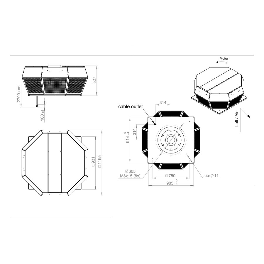 ROOF-H-250 E4 30 вентилятор крышный