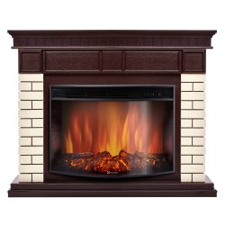 Каминокомплект: Очаг Electrolux EFP/P-2720RLS, портал Bricks 25 камень бежевый, шпон темный дуб