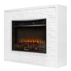 Каминокомплект: Очаг Electrolux 3320RLS N, портал Loft 30 камень белый, бел.эмаль